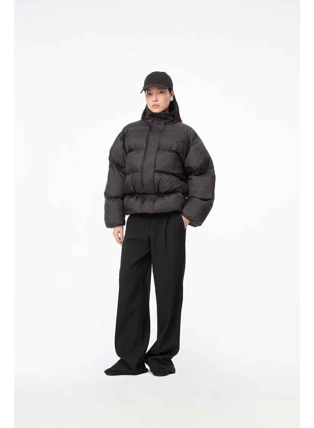 Rotate - Peplum puffer jacket Black