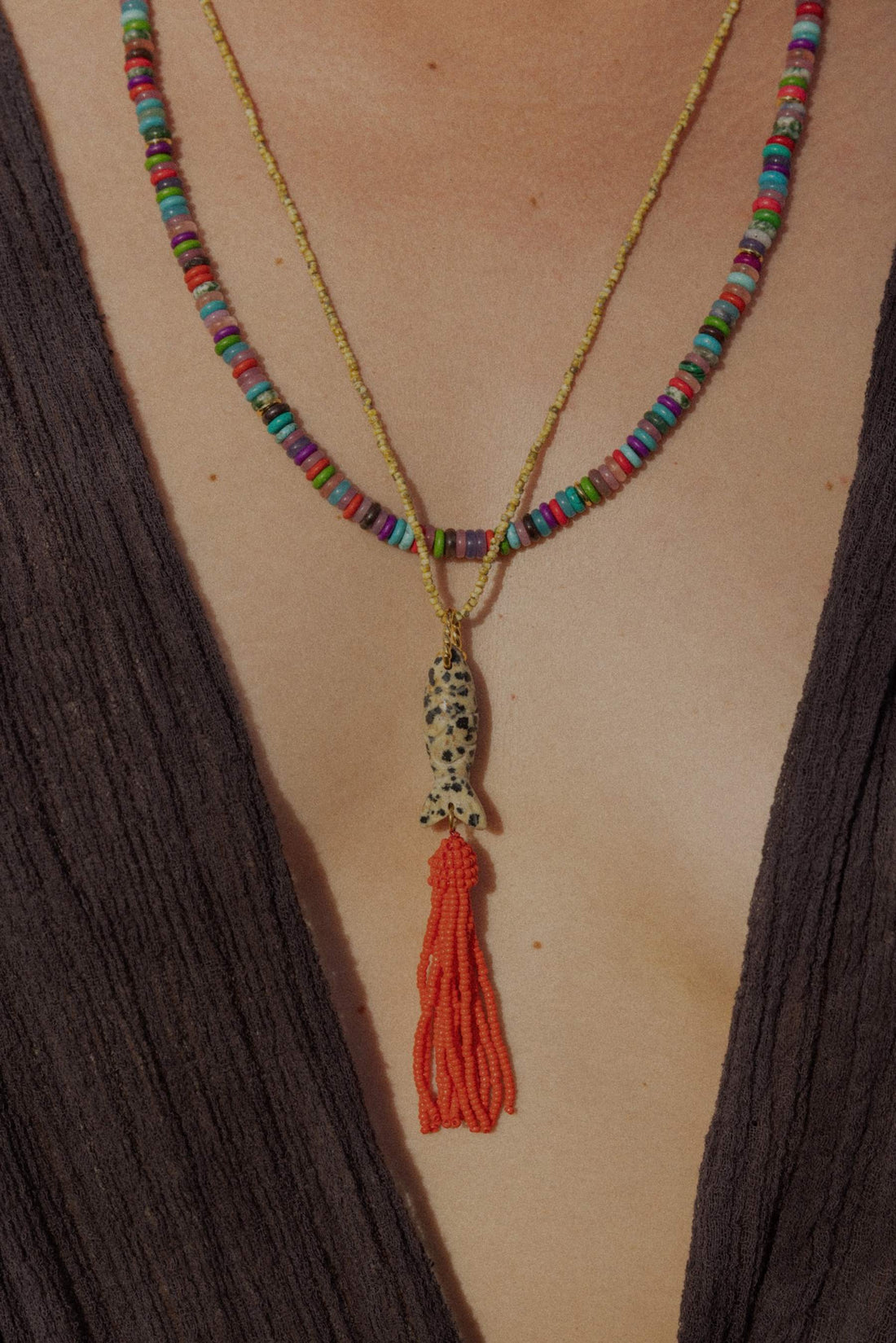 ANNI LU - Tassel fishy necklace Dalmatian