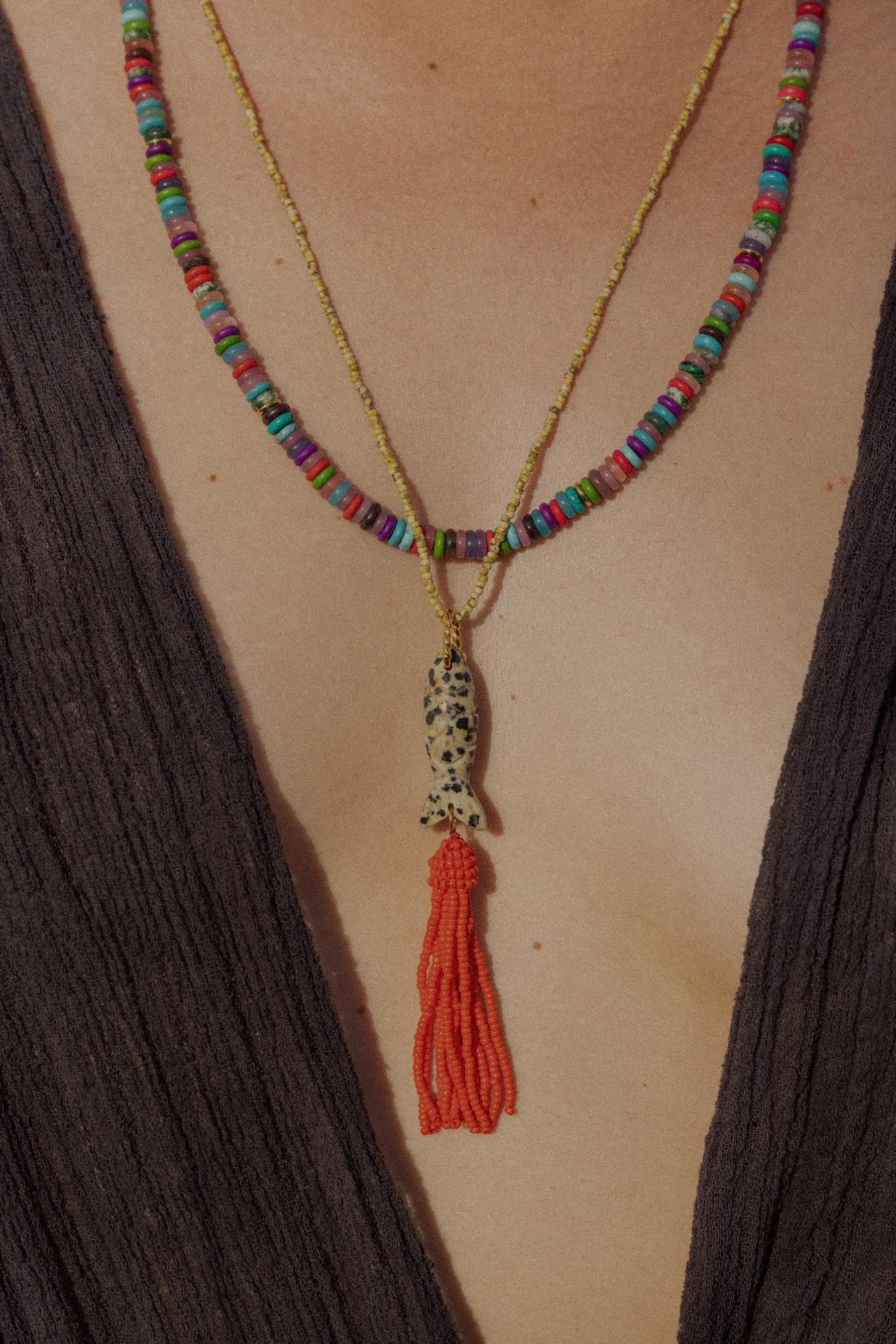 ANNI LU - Tassel fishy necklace Dalmatian