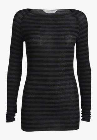 gai + lisva - Amalie L/S Wool Top Dark Grey and Black Stripe
