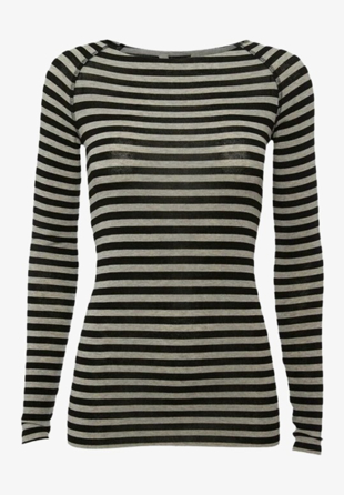 gai + lisva - Amalie L/S Wool Top Grey and Black Stripe