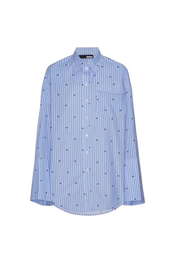 Rotate - Oversized Shirt Blue logo stripe