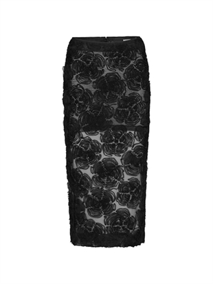 Rotate - Flower mesh pencil skirt