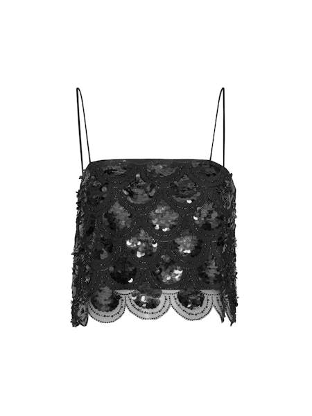 Rotate - Sequins crop top Black