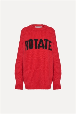 Rotate - Knitted logo sweater High risk red