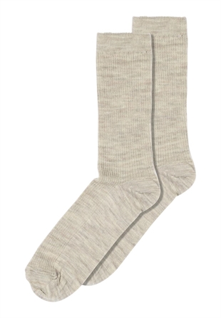 MP - Fine wool rib socks Light brown melange