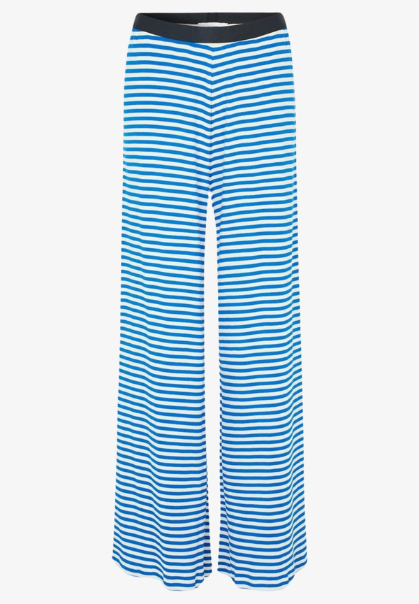 Mads Nørgaard - 2x2 Cotton Stripe Veran Pants blue