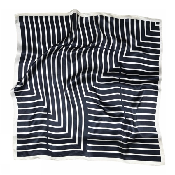 Sneaky fox - Lines silk scarf Navy