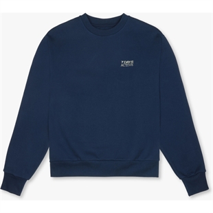 7 days active - Organic fitted crewneck Pageant blue