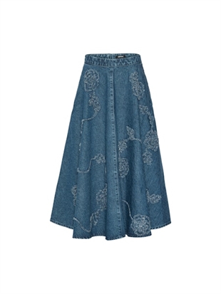 Rotate - Denim flower midi skirt 