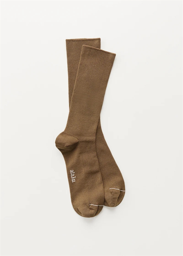 Aiayu - Cotton rib socks Chestnut