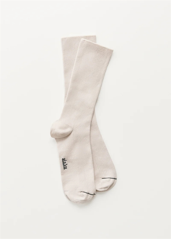 Aiayu - Cotton rib socks Milk