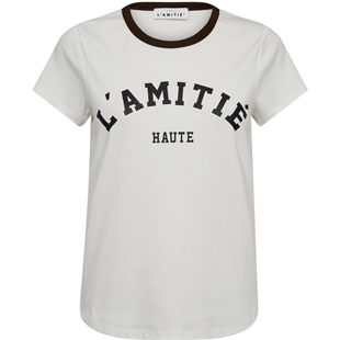 Haute l'amitié - Neckline logo tee Offwhite/mocca