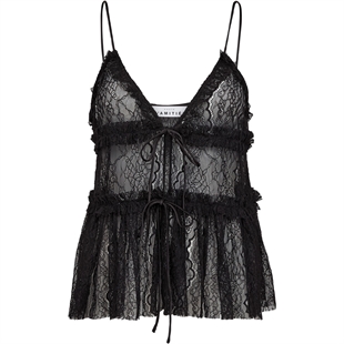 Haute L'amitié - New lace tie top Black