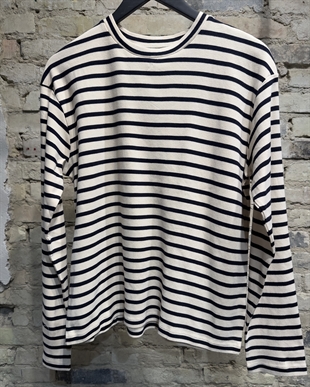 Boii - Nete o-neck tee Stripe Off white/black