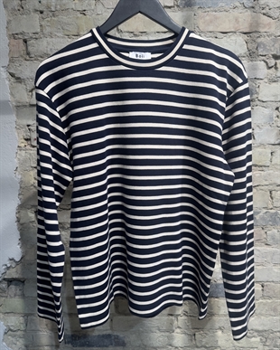Boii - Nete o-neck tee Stripe Navy/off white