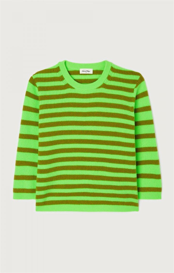 American Vintage - Raxow strik Green striped chameleon melange