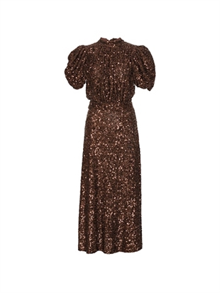 Rotate - Sequins midi dress Chicory coffee