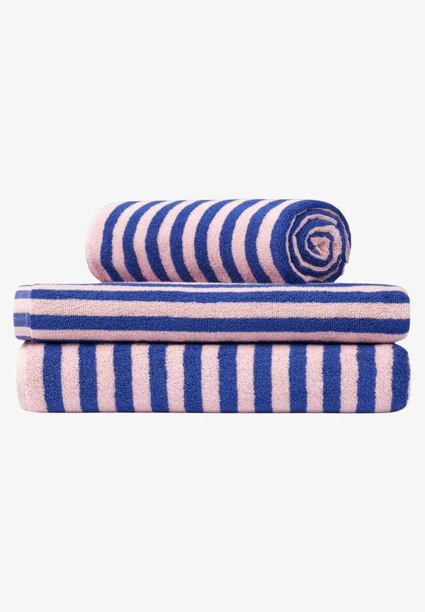 Bongusta - Naram Bath Towel Dazzling blue & rose (wide stripe)