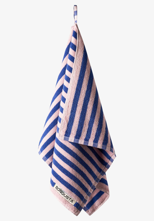 Bongusta - Naram Guest Towel Dazzling blue & rose (wide stripe)