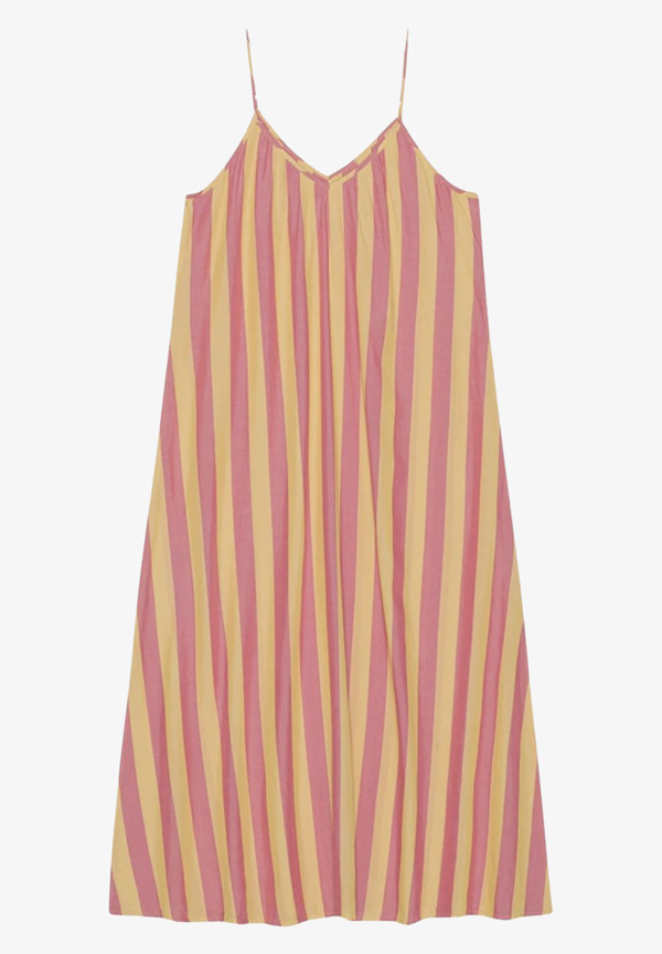 moshi moshi - Night Dress Silky stripe Rose/Yellow