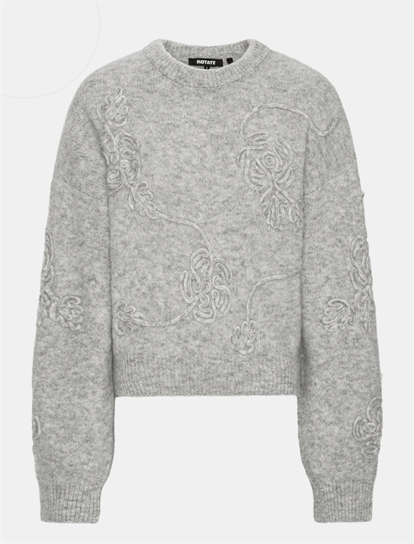 Rotate - 3D flower knit Light grey melange