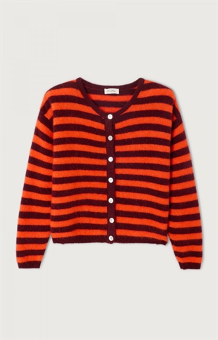 American vintage - Vitow cardigan Striped garnet melange gaspacho