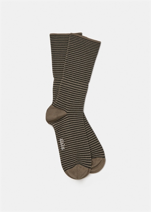Aiayu - Cotton stripe socks Mix brown