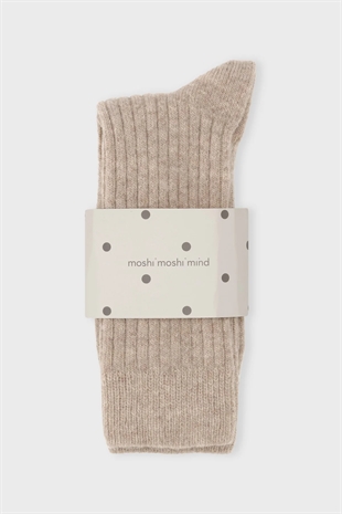 Moshi Moshi mind - Cozy rib socks Taupe