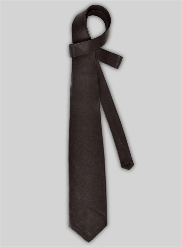 Leather tie Dark brown