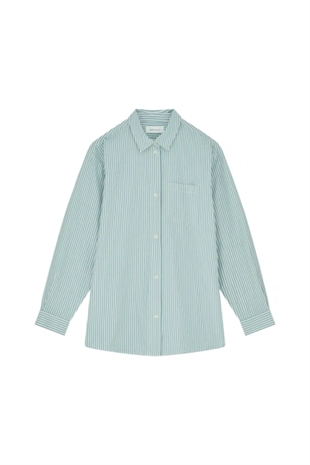 Skall - Edgar shirt White/aqua stripe