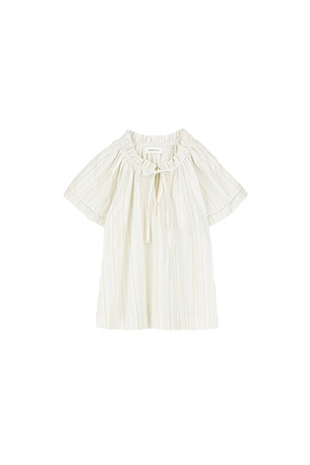 Skall - Grace blouse White/yellow dobby stripe