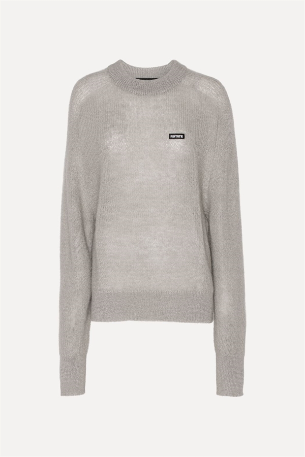 Rotate - Light knit logo sweater Ghost gray