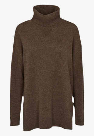 Basic Apparel - Line T-neck Brown Melange