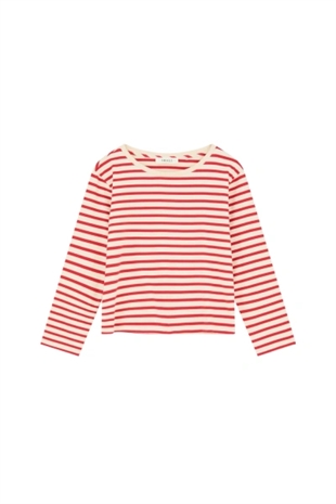 Skall - Marron oversized blouse Off white/red