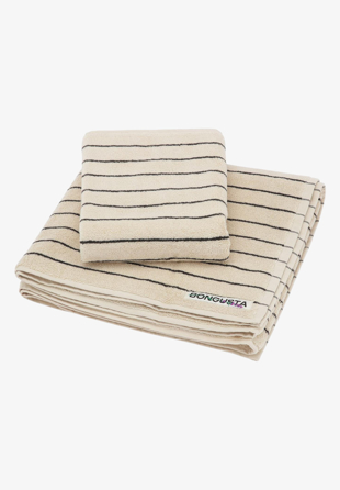 Bongusta - Naram Bath Towel Creme & ink (thin stripe)