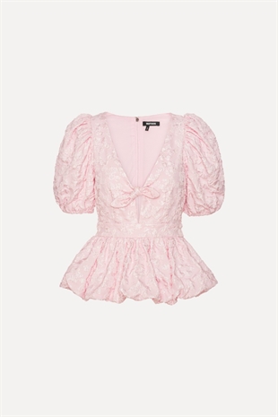 Rotate - Jacquard puff sleeve top