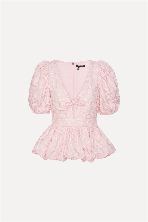 Rotate - Jacquard puff sleeve top