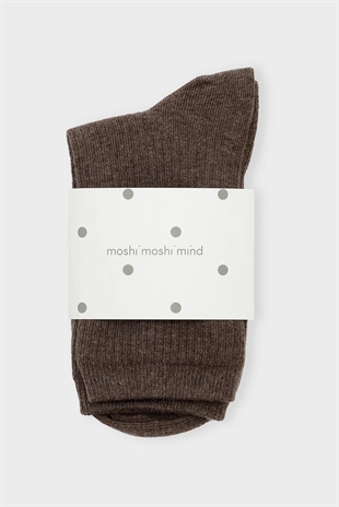 Moshi Moshi mind - Story rib socks Brown melange