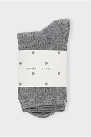 Moshi Moshi mind - Story rib socks Grey melange